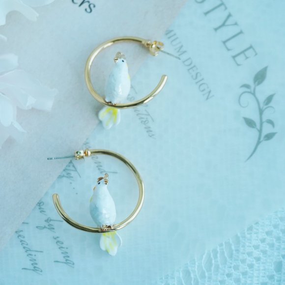 Bill skinner parrot earrings bird earrings animal earrings enamel earrings - Picture 9 of 10